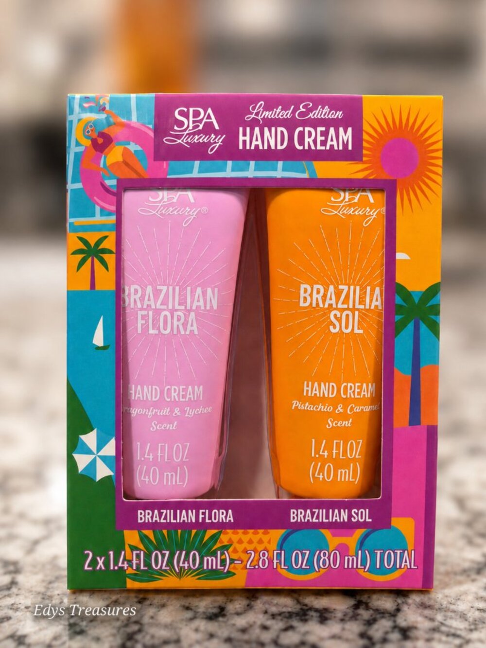 Spa Brazilian Sol & Flora Hand Cream Sugar Scrub Gift Set NEW - Picture 2 of 3